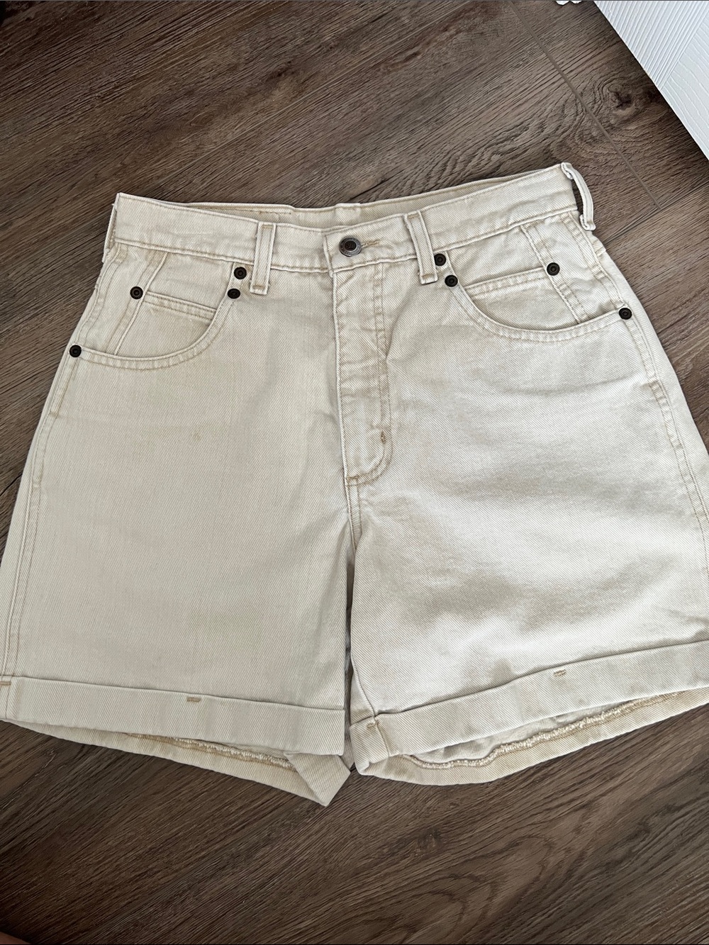 St. John's Bay Cream High-Rise Denim Shorts-Vintage